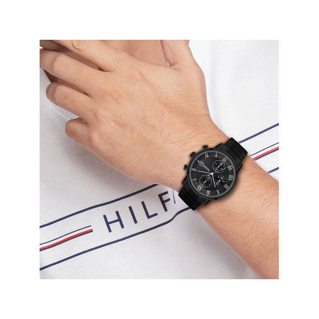 Tommy Hilfiger Tommy Hilfiger Horloge TH1710799 Kane Staal met Zwarte Coating Quartz 42mm