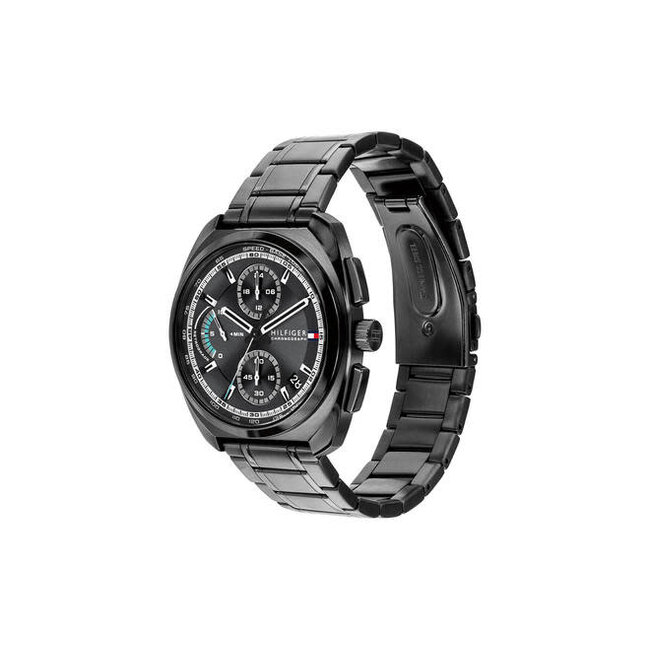 Tommy Hilfiger Tommy Hilfiger Horloge TH1792275 Cole Staal met Zwarte Coating Quartz Chronograaf 41mm