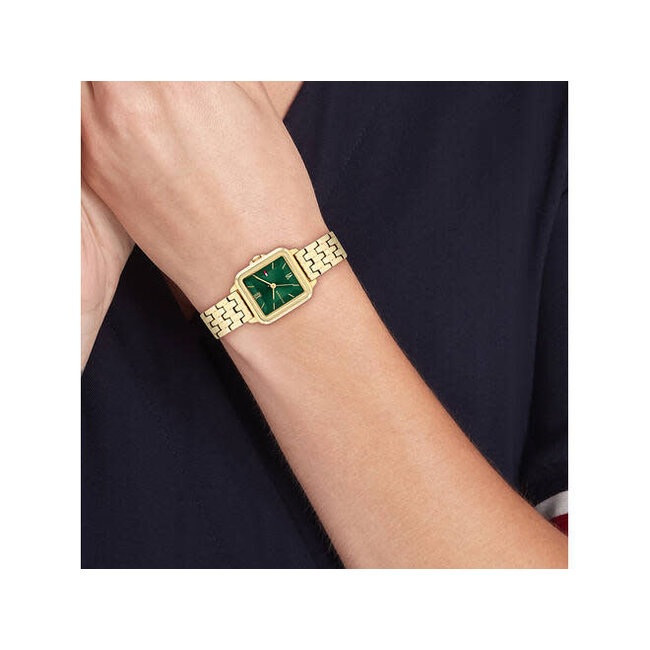 Tommy Hilfiger Tommy Hilfiger Horloge TH1782858 Mia Staal met Geelgouden Plating Quartz en Groene Wijzerplaat 24x22.5mm