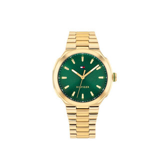 Tommy Hilfiger Tommy Hilfiger Horloge TH1782820 Georgia Staal met Geelgouden Plating Quartz met Groene Wijzerplaat 36mm