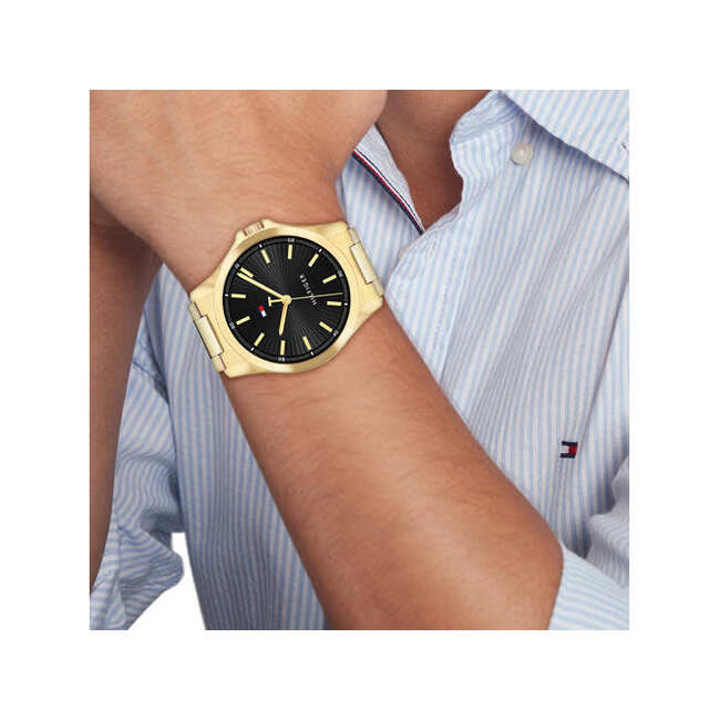 Tommy Hilfiger Tommy Hilfiger Horloge TH1792241 Bruce Staal met Geelgouden Plating Quartz 43mm