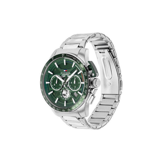 Tommy Hilfiger Tommy Hilfiger Horloge TH1792293 Bank Staal Quartz met Groene Wijzerplaat 44mm