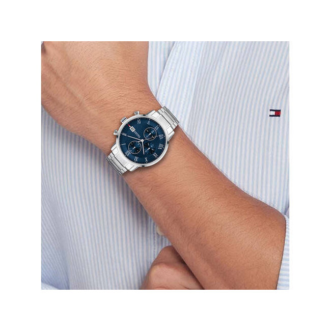 Tommy Hilfiger Tommy Hilfiger Horloge TH1710797 Kane Staal Quartz met Blauwe Wijzerplaat 42mm