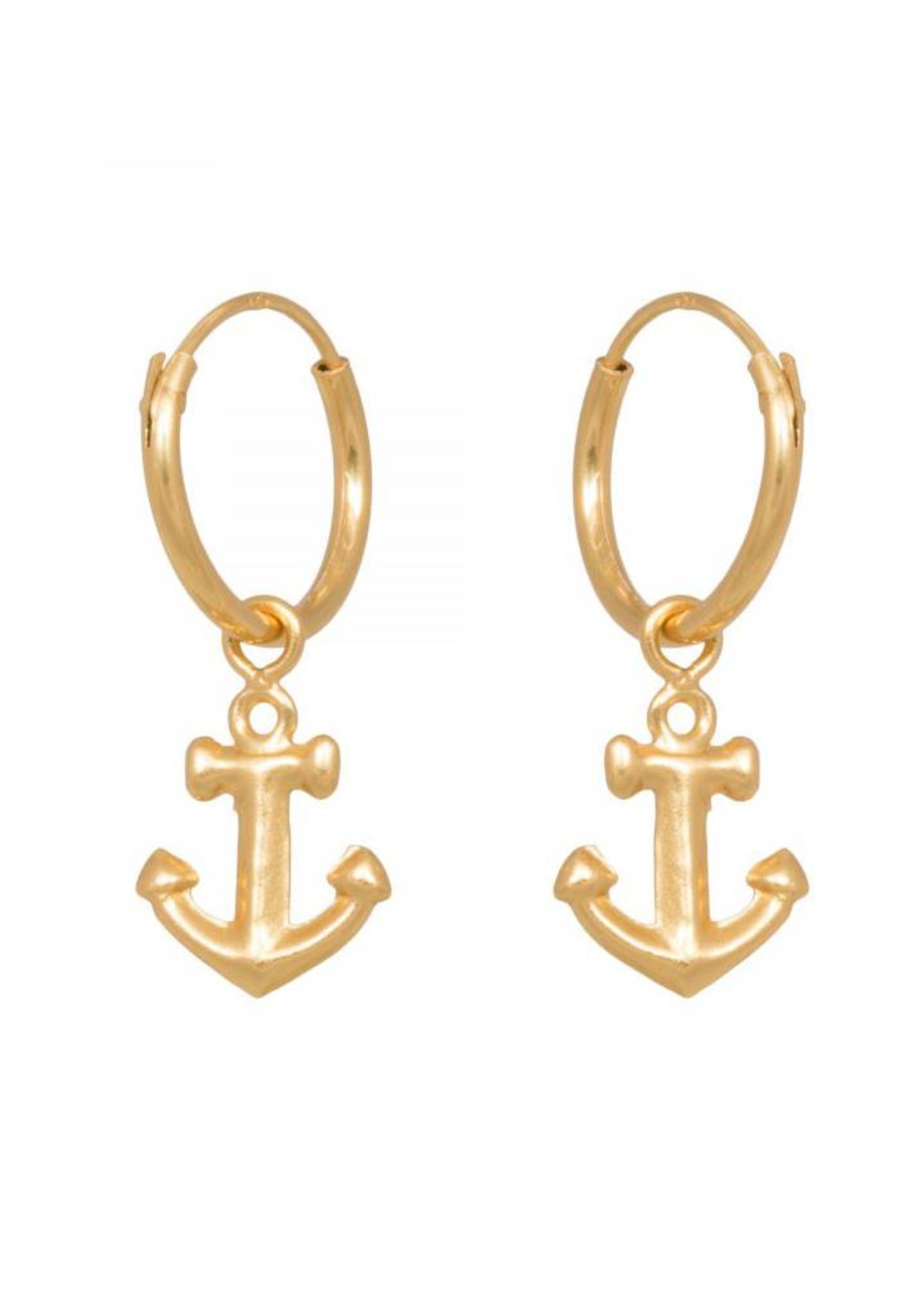 Eline Rosina Anchor hoops oorbellen goud