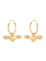 Eline Rosina Winged heart hoops oorbellen goud