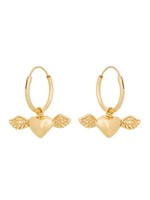 Eline Rosina Winged heart hoops oorbellen goud