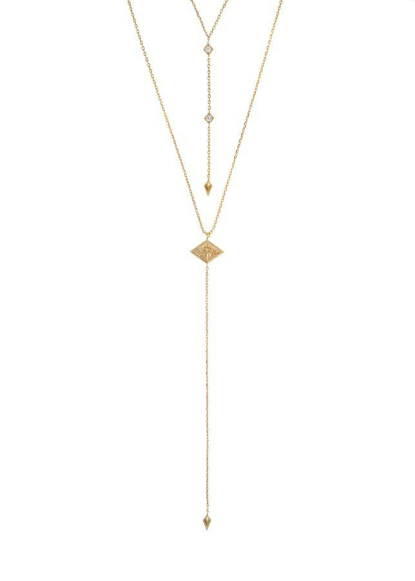 Wanderlust + Co Arya Lariat ketting goud