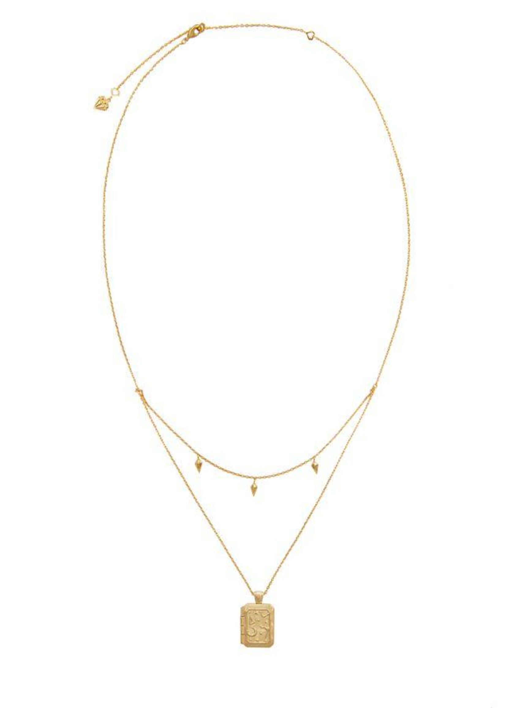 Wanderlust + Co Zalea locket ketting goud