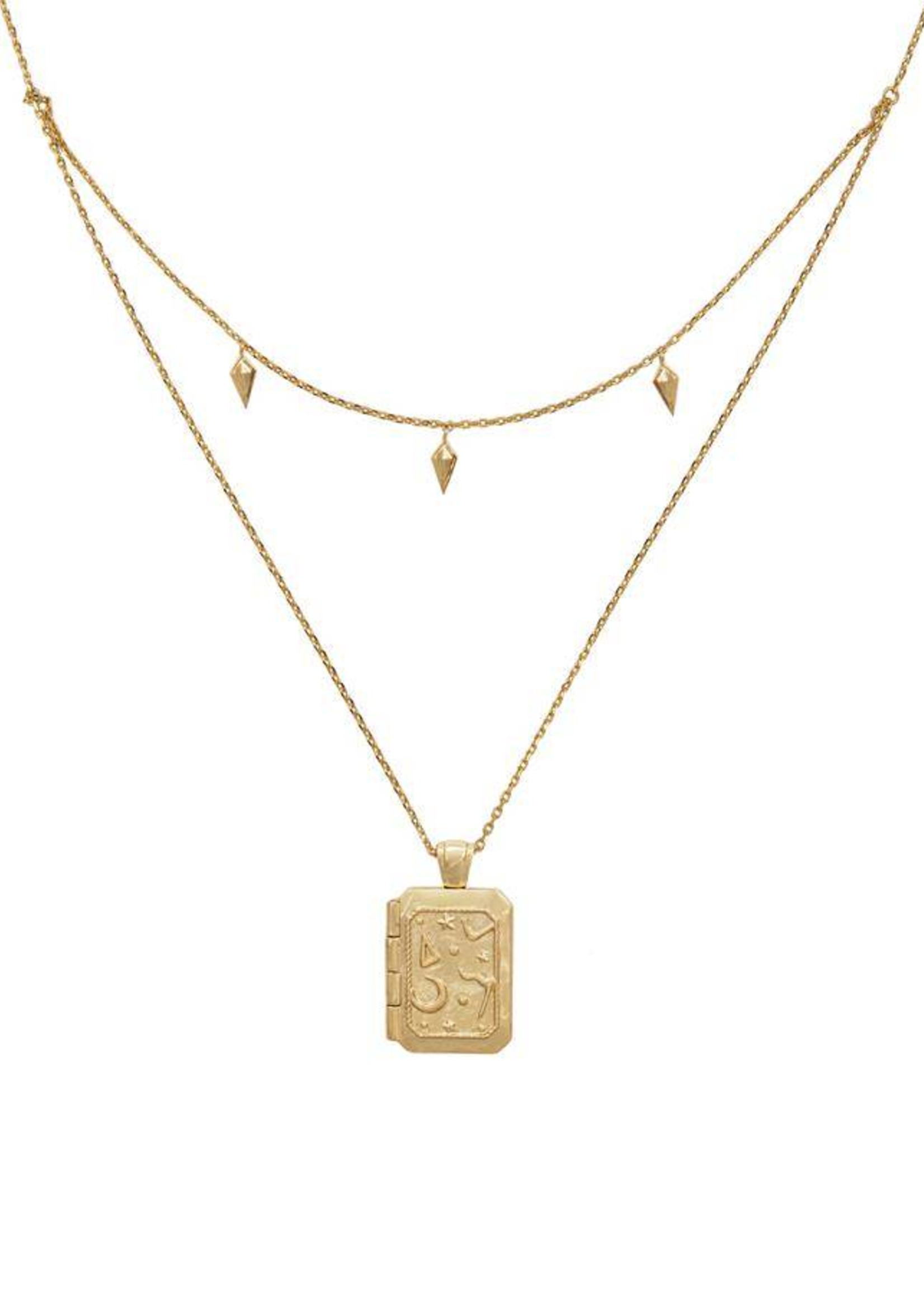 Wanderlust + Co Zalea locket ketting goud