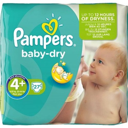 Pampers Pampers Baby Dry Maxi+ Midpack 4+ 8-15 Kg - 27 Stuks Pampers Pampers Baby Dry Maxi+ Midpack 4+ 8-15 Kg - 27 Stuks