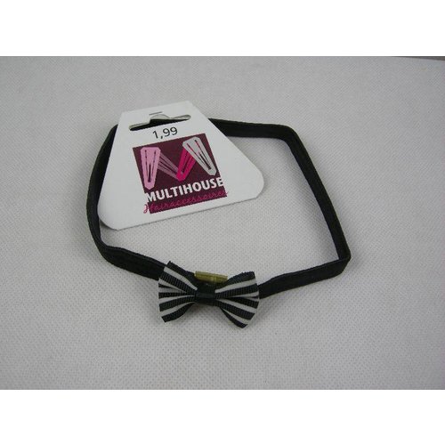 Multihouse Elastische Haarband Met Strik Zwart/Wit - 1 Stuks Multihouse Elastische Haarband Met Strik Zwart/Wit - 1 Stuks