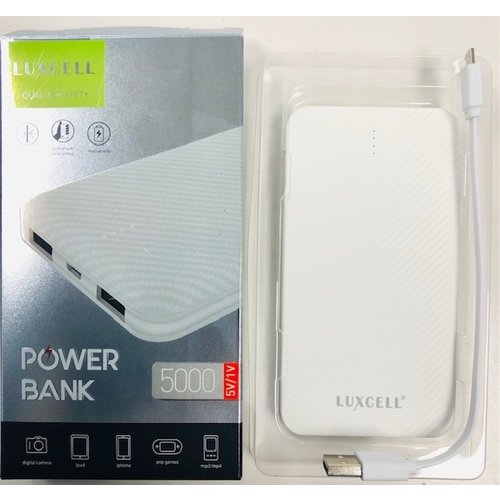 Luxcell - Powerbank Met 2 Poorten Wit Luxcell - Powerbank Met 2 Poorten Wit