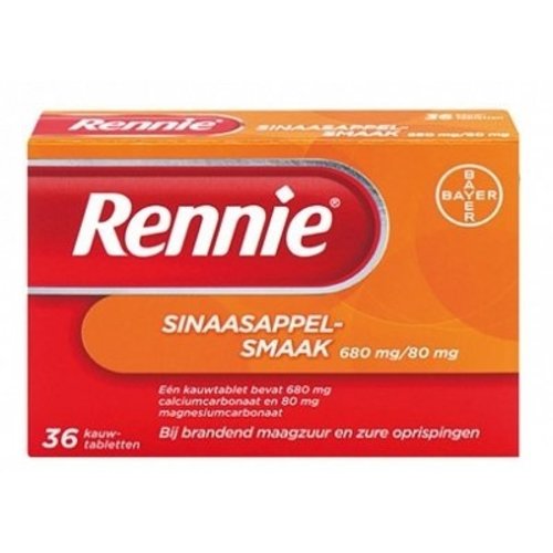 Rennie Rennie Sinaasappel - 36 Tabletten Rennie Rennie Sinaasappel - 36 Tabletten