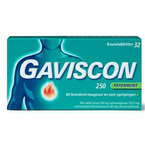 Gaviscon Gaviscon Pepermunt Kauwtabletten 250 Mg - 48 Tabletten Gaviscon Gaviscon Pepermunt Kauwtabletten 250 Mg - 48 Tabletten