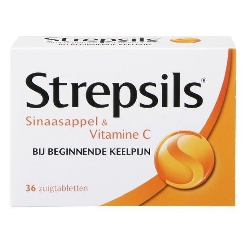 Strepsils Strepsils Sinaasappel & Vit C - 36 Stuks Strepsils Strepsils Sinaasappel & Vit C - 36 Stuks