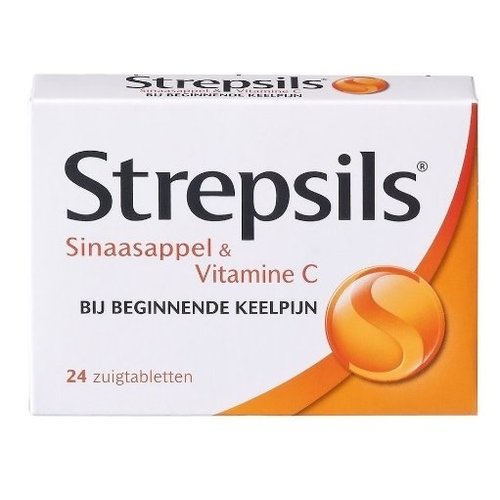 Strepsils Strepsils Sinaasappel & Vit C - 24 Stuks Strepsils Strepsils Sinaasappel & Vit C - 24 Stuks