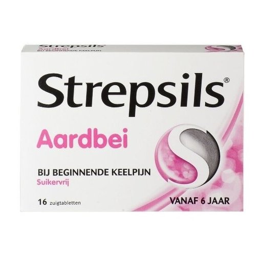 Strepsils Strepsils Strawberry Sv - 16 Stuks Strepsils Strepsils Strawberry Sv - 16 Stuks