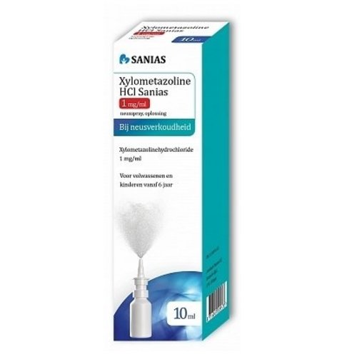 Sanias Sanias Neusspray 1,0mg Xylometazoline - 10 Ml Sanias Sanias Neusspray 1,0mg Xylometazoline - 10 Ml