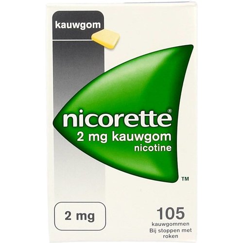 Nicorette Nicorette Kauwgom Classic 2 Mg - 105 Stuks Nicorette Nicorette Kauwgom Classic 2 Mg - 105 Stuks