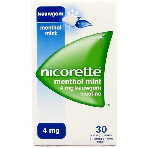 Nicorette Nicorette Kauwgom Mentholmint 4 Mg - 30 Stuks Nicorette Nicorette Kauwgom Mentholmint 4 Mg - 30 Stuks