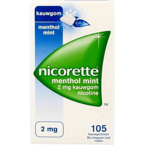 Nicorette Nicorette Kauwgom Mentholmint 2 Mg - 105 Stuks Nicorette Nicorette Kauwgom Mentholmint 2 Mg - 105 Stuks
