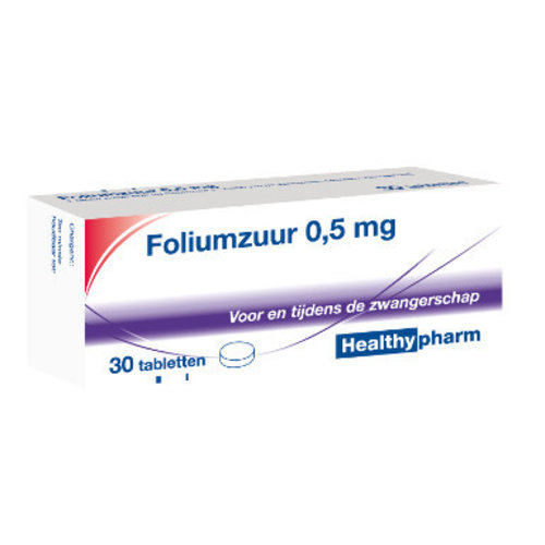 Healthypharm Healthypharm Foliumzuur 0,5 Mg - 30 Tabletten Healthypharm Healthypharm Foliumzuur 0,5 Mg - 30 Tabletten