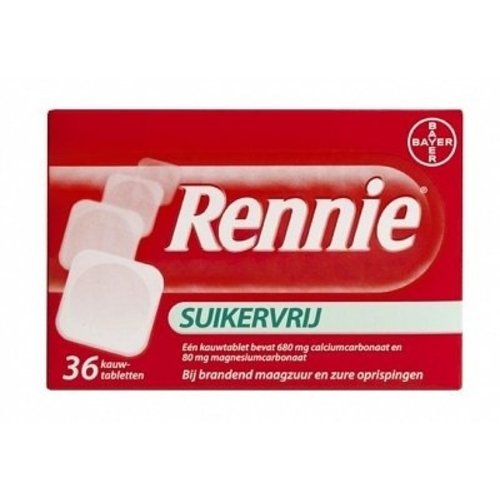 Rennie Rennie Suikervrij - 36 Tabletten Rennie Rennie Suikervrij - 36 Tabletten