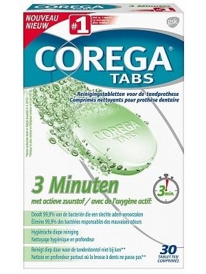 Corega Corega Gebitreinings Tabs 3 Minuten - 30 Stuks