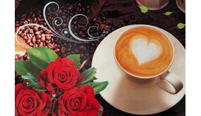 Diamond Painting Kop Koffie en Rode Rozen J0259 30 cm x 40 cm