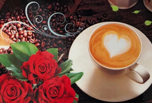 Diamond Painting Kop Koffie en Rode Rozen J0259 30 cm x 40 cm