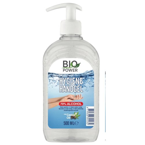 Biopower Biopower handgel met pompje 500 ml 70% alcohol Biopower Biopower handgel met pompje 500 ml 70% alcohol