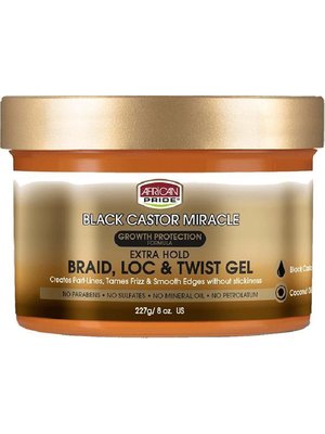 African Pride African Pride Black Castor Miracle Braid Loc & Twist Gel - Growth Protection Formula Extra Hold 227gr