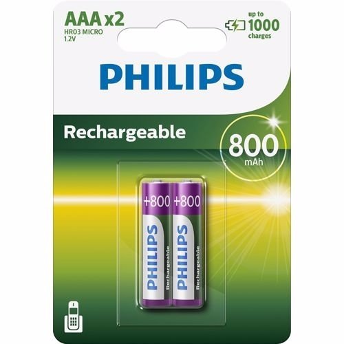 Philips Philips - 2x AAA Oplaadbare Batterijen Philips Philips - 2x AAA Oplaadbare Batterijen