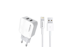 Luxcell - Adapter Met 2 Poorten 1 Iphone Oplader