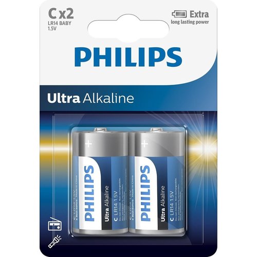 Philips Philips Ultra Alkaline Lr14 Baby - C Batterij 2 Stuks Philips Philips Ultra Alkaline Lr14 Baby - C Batterij 2 Stuks