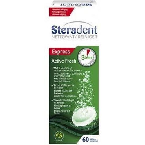 Steradent Steradent Active Fresh - Gebitsreiniger 60 Tabletten Steradent Steradent Active Fresh - Gebitsreiniger 60 Tabletten