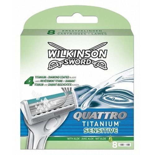 Wilkinson Wilkinson Sword Quattro Titanium Sensitive - 4 Scheermesjes Wilkinson Wilkinson Sword Quattro Titanium Sensitive - 4 Scheermesjes