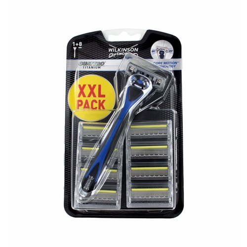 Wilkinson Wilkinson Sword Quattro Titanium - Scheermes + 9 Navullingen Wilkinson Wilkinson Sword Quattro Titanium - Scheermes + 9 Navullingen