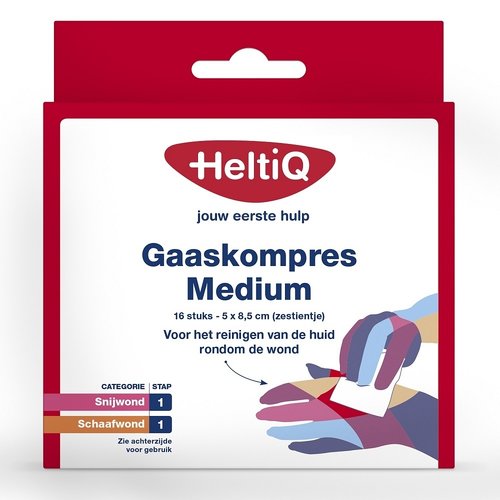 Heltiq Heltiq Medium 5 X 8,5cm - Gaaskompres 16 Stuks Heltiq Heltiq Medium 5 X 8,5cm - Gaaskompres 16 Stuks