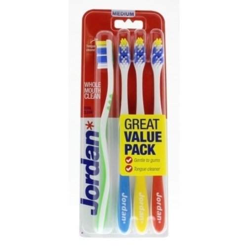 Jordan Jordan Total Clean - Medium Tandenborstel 4 Stuks Jordan Jordan Total Clean - Medium Tandenborstel 4 Stuks