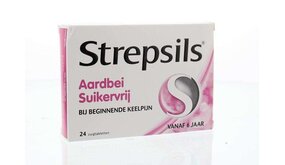 Strepsils Strepsils - Aardbei Suikervrij 24 Zuigtabletten