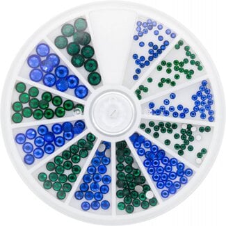 Magnetic Strass Wheel Sapphire & Emerald 6 maten 270 st.