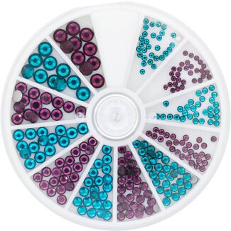 Magnetic Strass Wheel Zircon & Amethyst 6 maten 270 st.