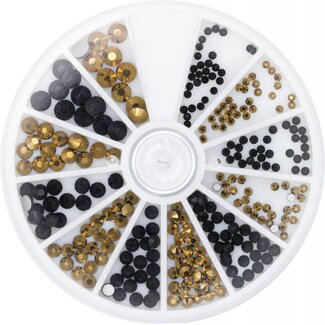 Magnetic Strass Wheel Black & Gold 6 maten 270 st.