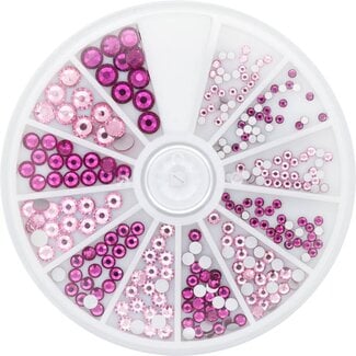 Magnetic Strass Wheel Rose & Fuchsia 6 maten 270 st.