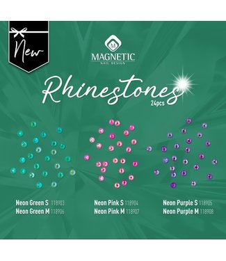 Magnetic Rhinestones Neon Green 24 st. M