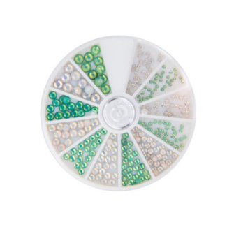 Magnetic Strass Wheel Frosted White & Green 6 maten 270 st.