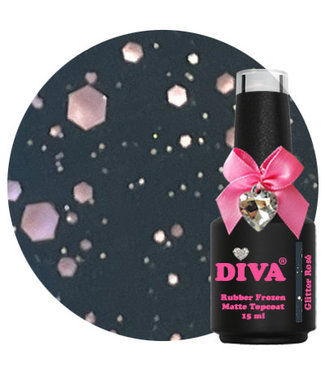 Diva Frozen Matte Topcoat Glitter Rosé 15 ml.