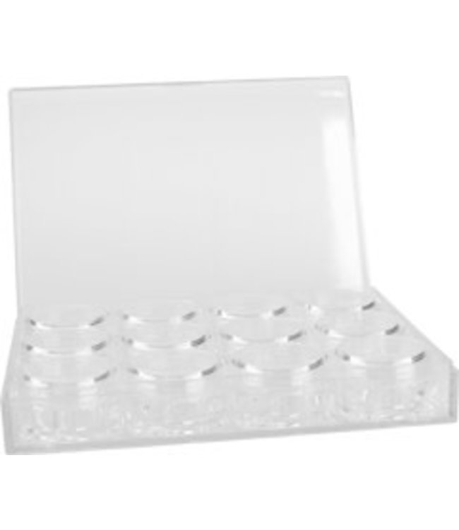 Box met 12 lege 3 grams potjes
