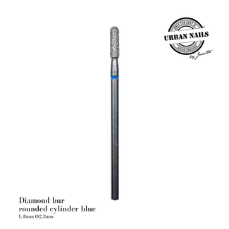 Urban Nails Diamond bur ''rounded cylinder'' blue, L-8mm. Ø2,3mm.